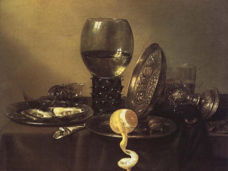 unknow artist oyster, rum and wine still life of the silver cup Germany oil painting art